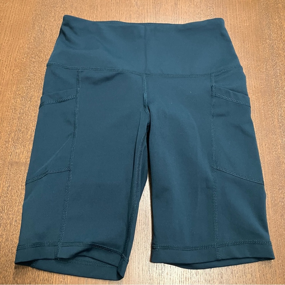 Yogalicious Lux Deep Blue Green Teal Bike Shorts